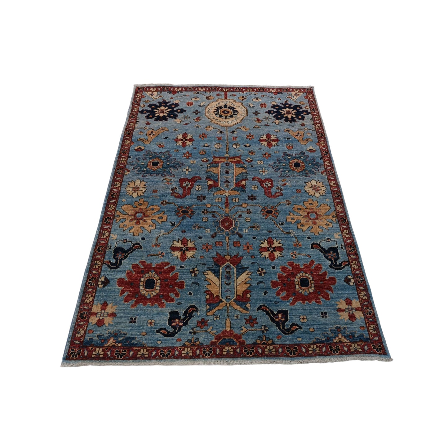 ARYANA ARYAN LIGHT BLUE / RED 4'2" X 5'10"