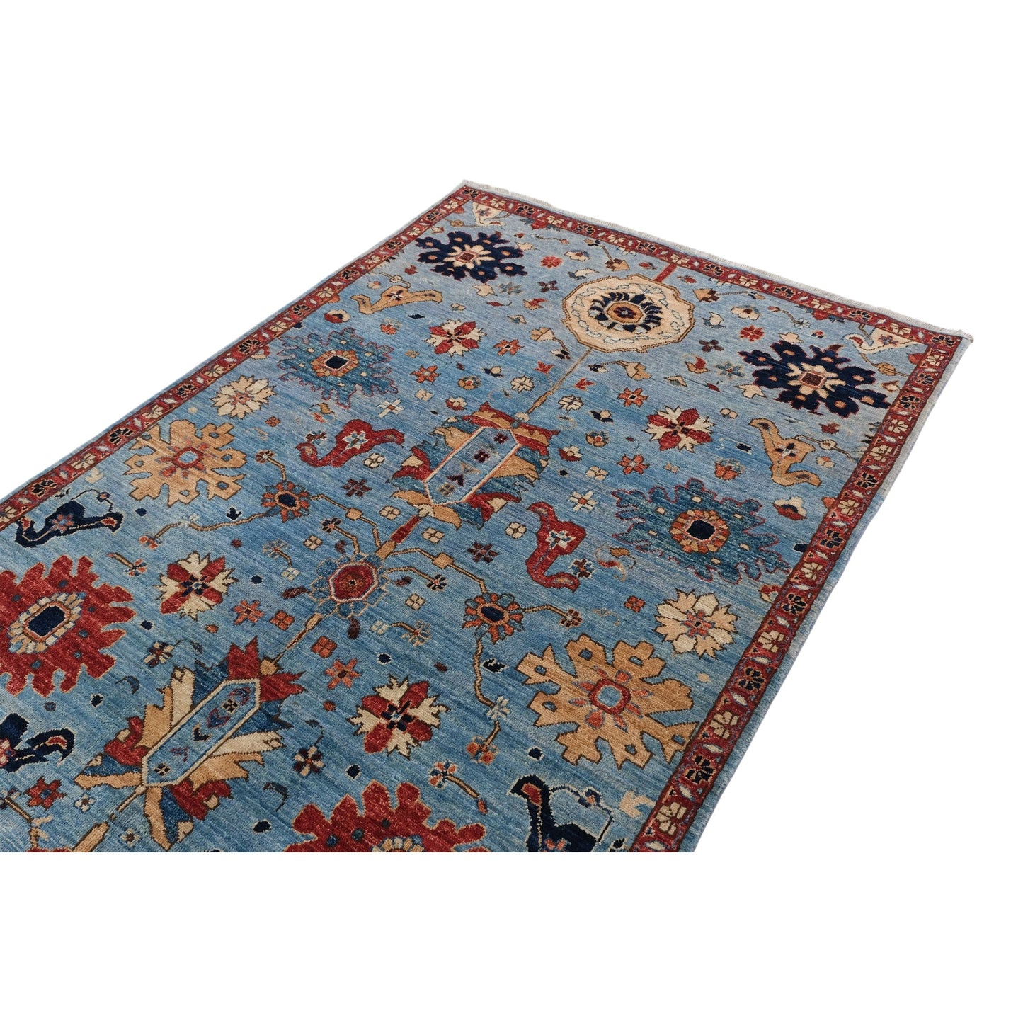 ARYANA ARYAN LIGHT BLUE / RED 4'2" X 5'10"