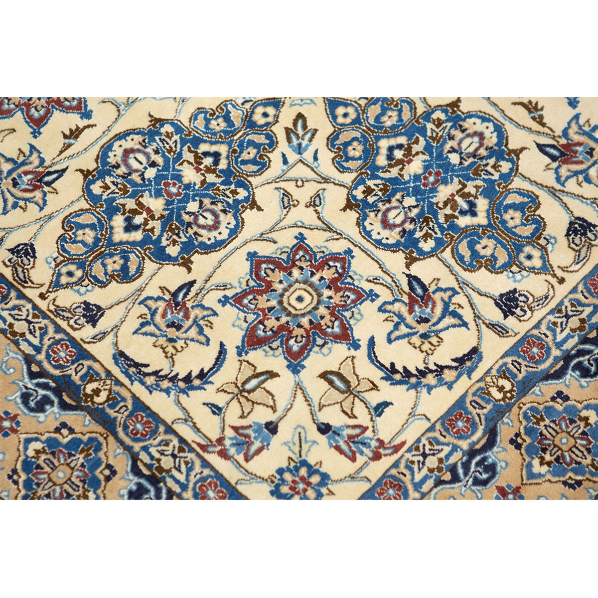 ANTIQUE PERSIAN FINE NAIN BLUE / IVORY 14' X 21'