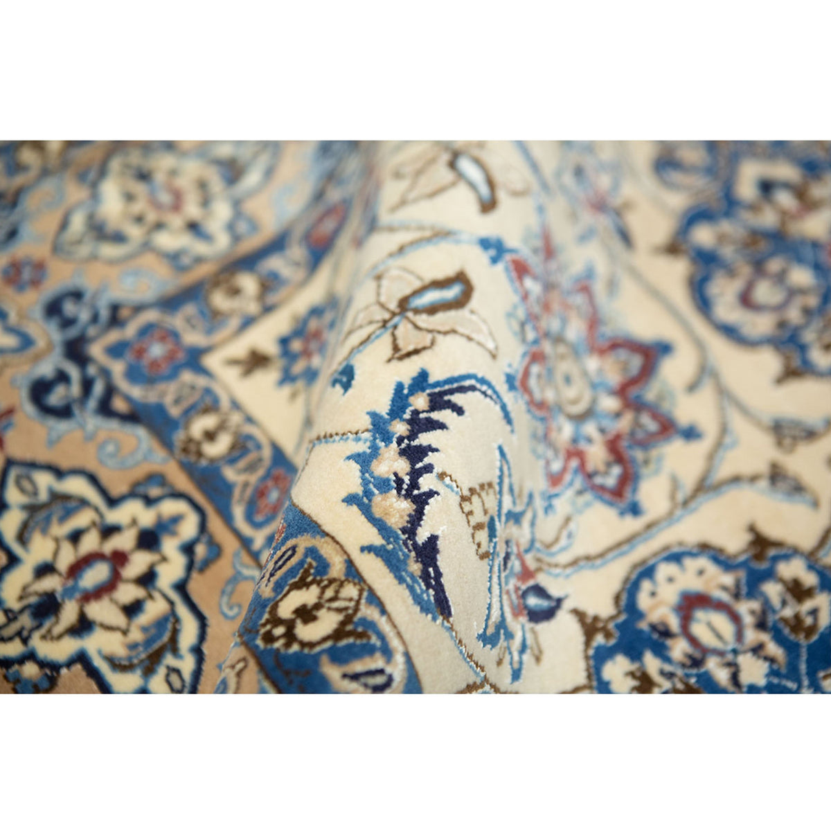 ANTIQUE PERSIAN FINE NAIN BLUE / IVORY 14' X 21'