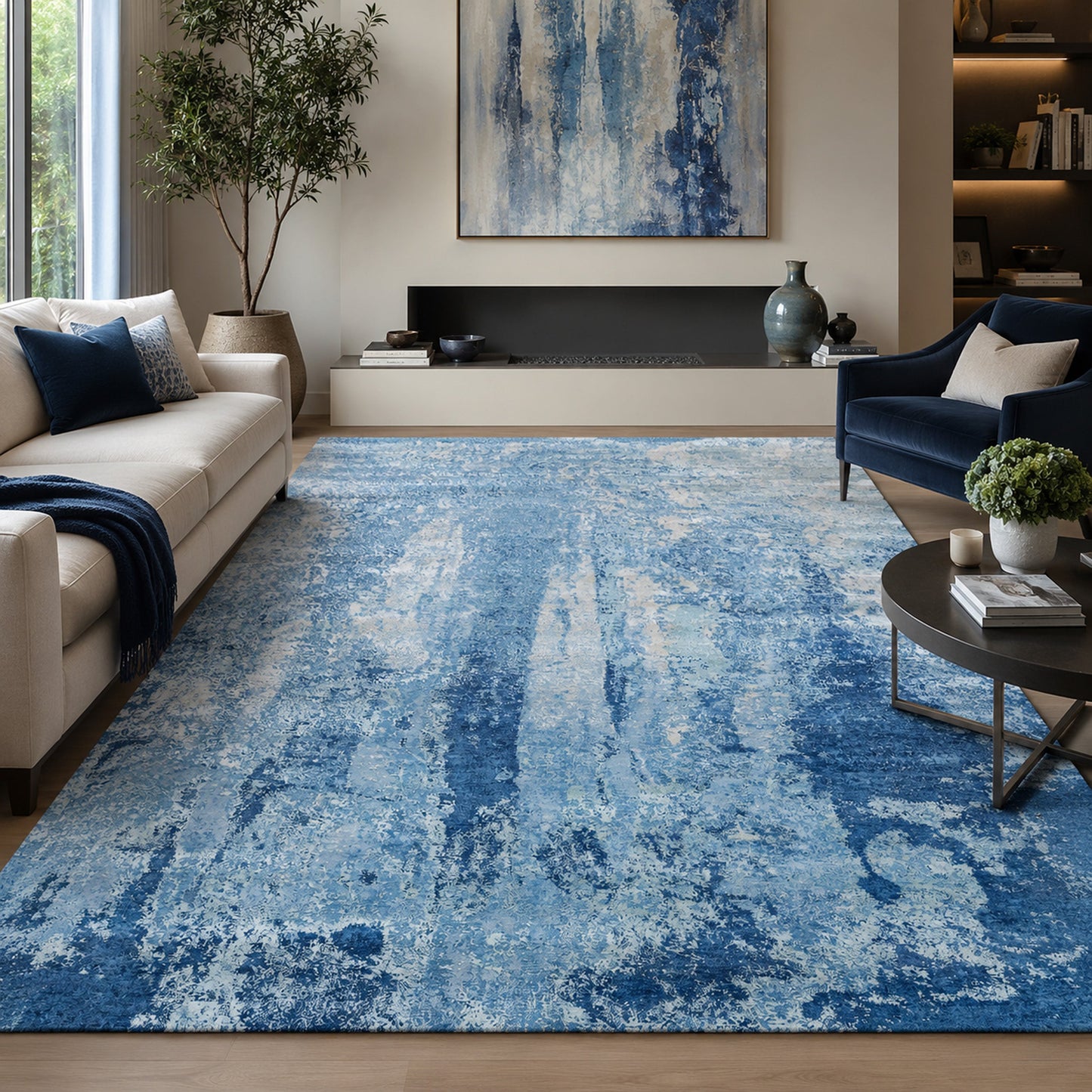 CANVAS ART W / SILK BLUE / MULTI J1053 16' X 22'