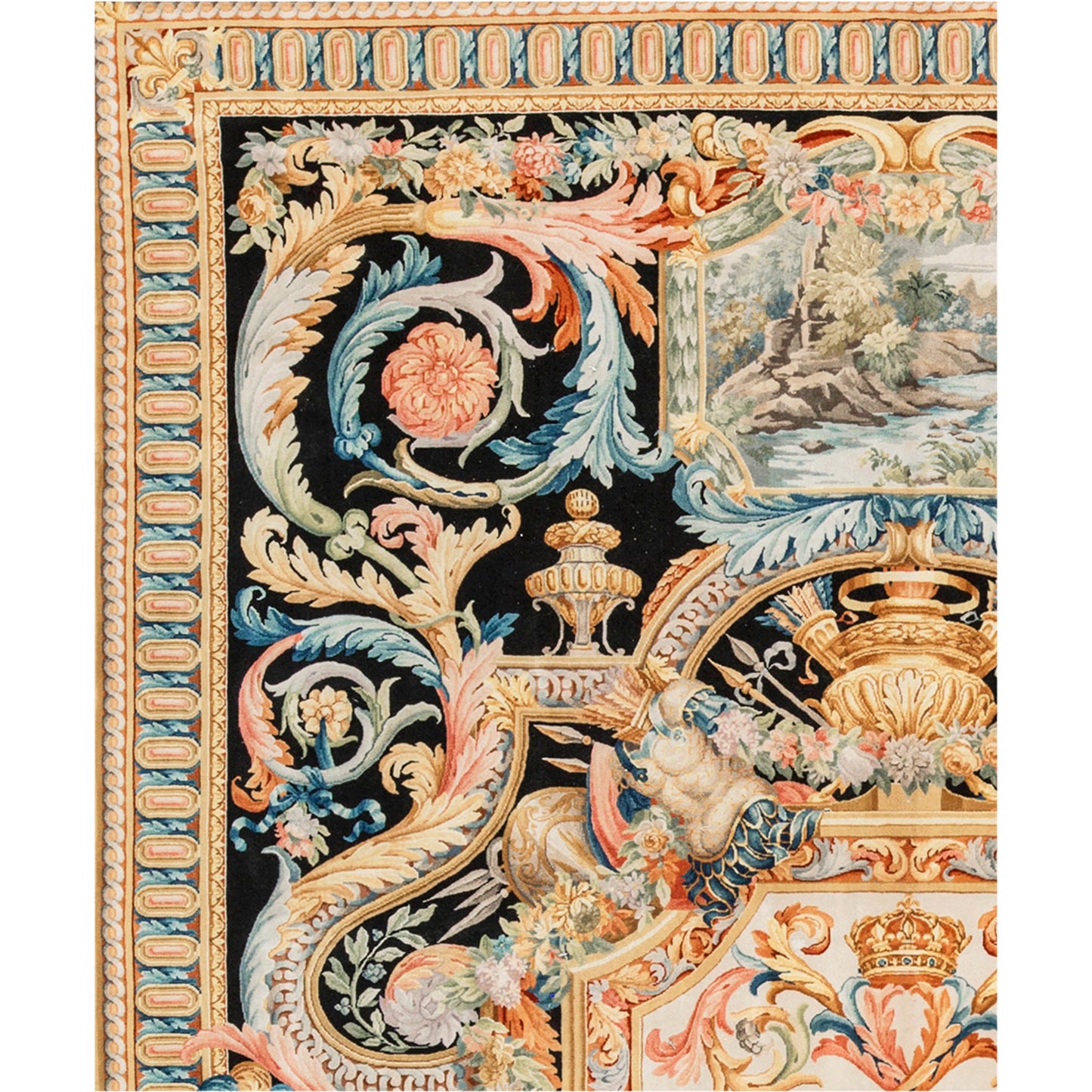 RENAISSANCE SAVONNERIE S191B BLACK / BEIGE 11'1" X 16'1"