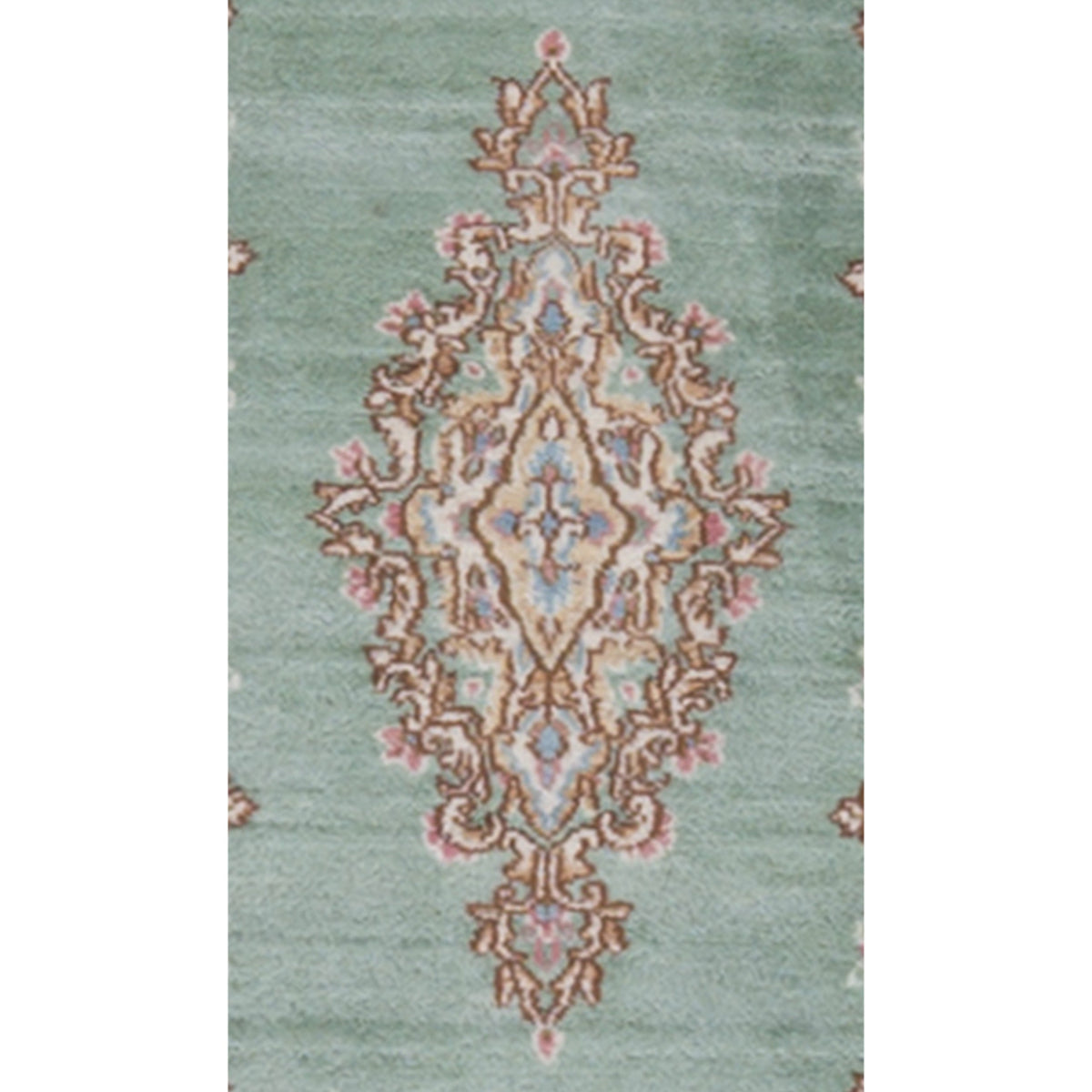 SEMI-ANTIQUE KIRMAN GREEN / IVORY 2' X 3'10"