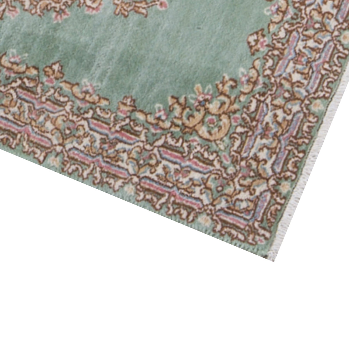 SEMI-ANTIQUE KIRMAN GREEN / IVORY 2' X 3'10"