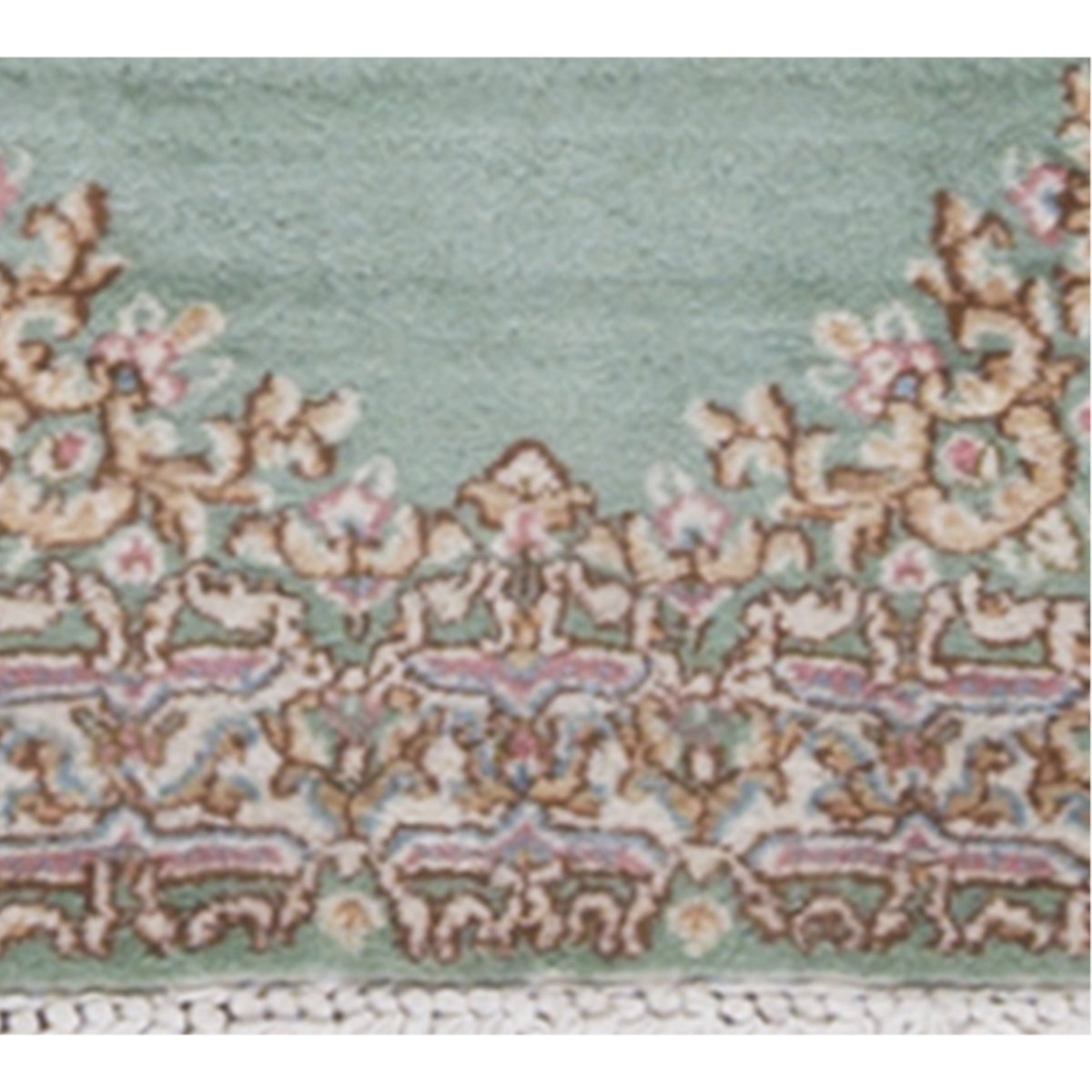 SEMI-ANTIQUE KIRMAN GREEN / IVORY 2' X 3'10"