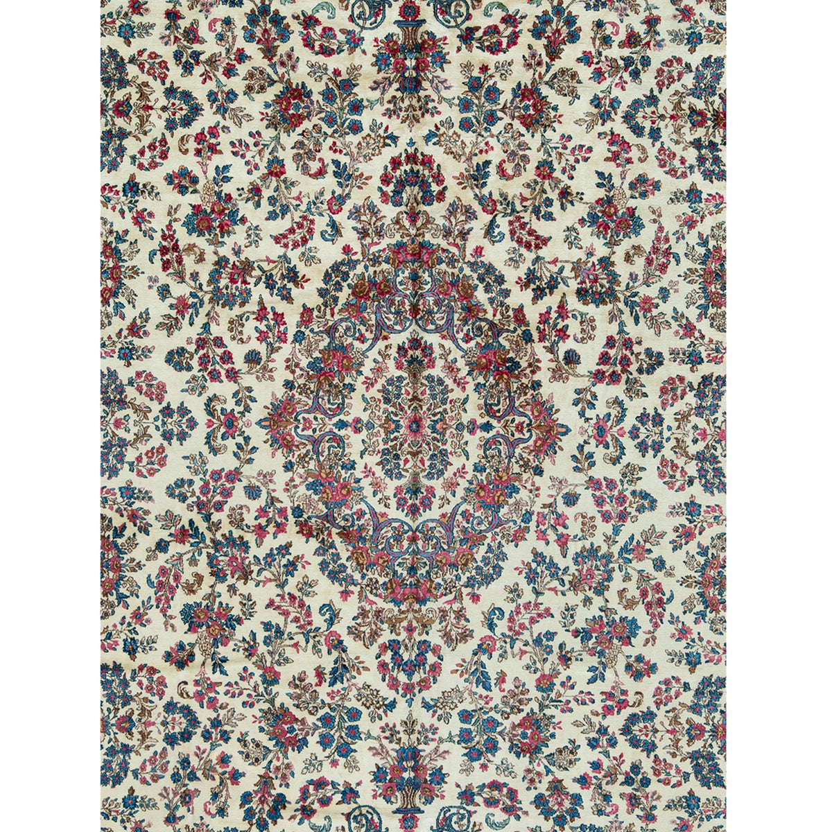 SEMI-ANTIQUE KIRMAN IVORY / BLUE 10'8" X 19'2"
