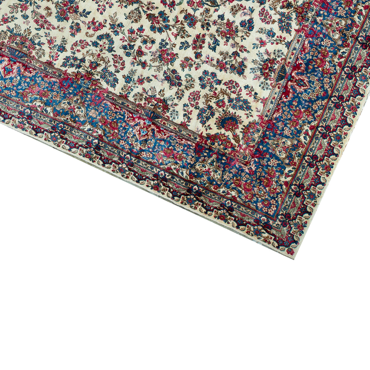 SEMI-ANTIQUE KIRMAN IVORY / BLUE 10'8" X 19'2"