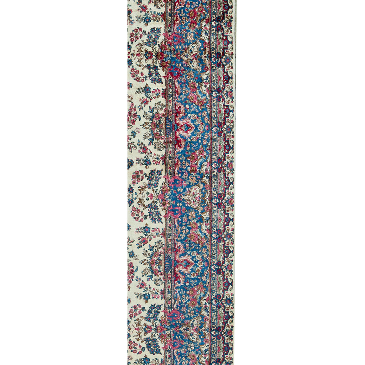 SEMI-ANTIQUE KIRMAN IVORY / BLUE 10'8" X 19'2"