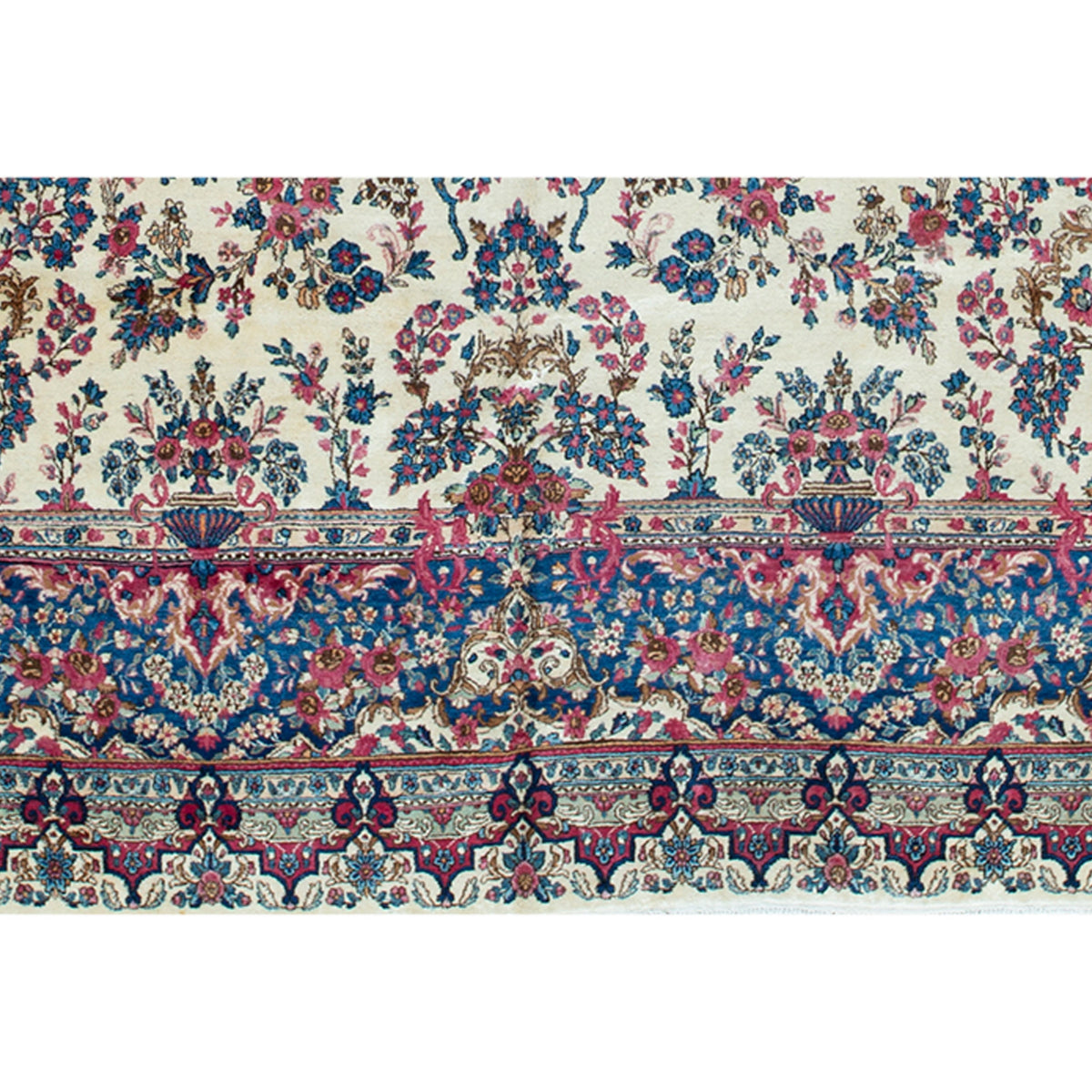 SEMI-ANTIQUE KIRMAN IVORY / BLUE 10'8" X 19'2"