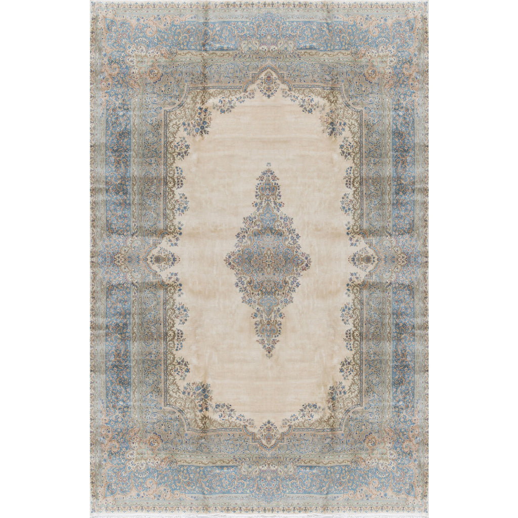 SEMI-ANTIQUE KIRMAN IVORY 14'3" X 19'6"
