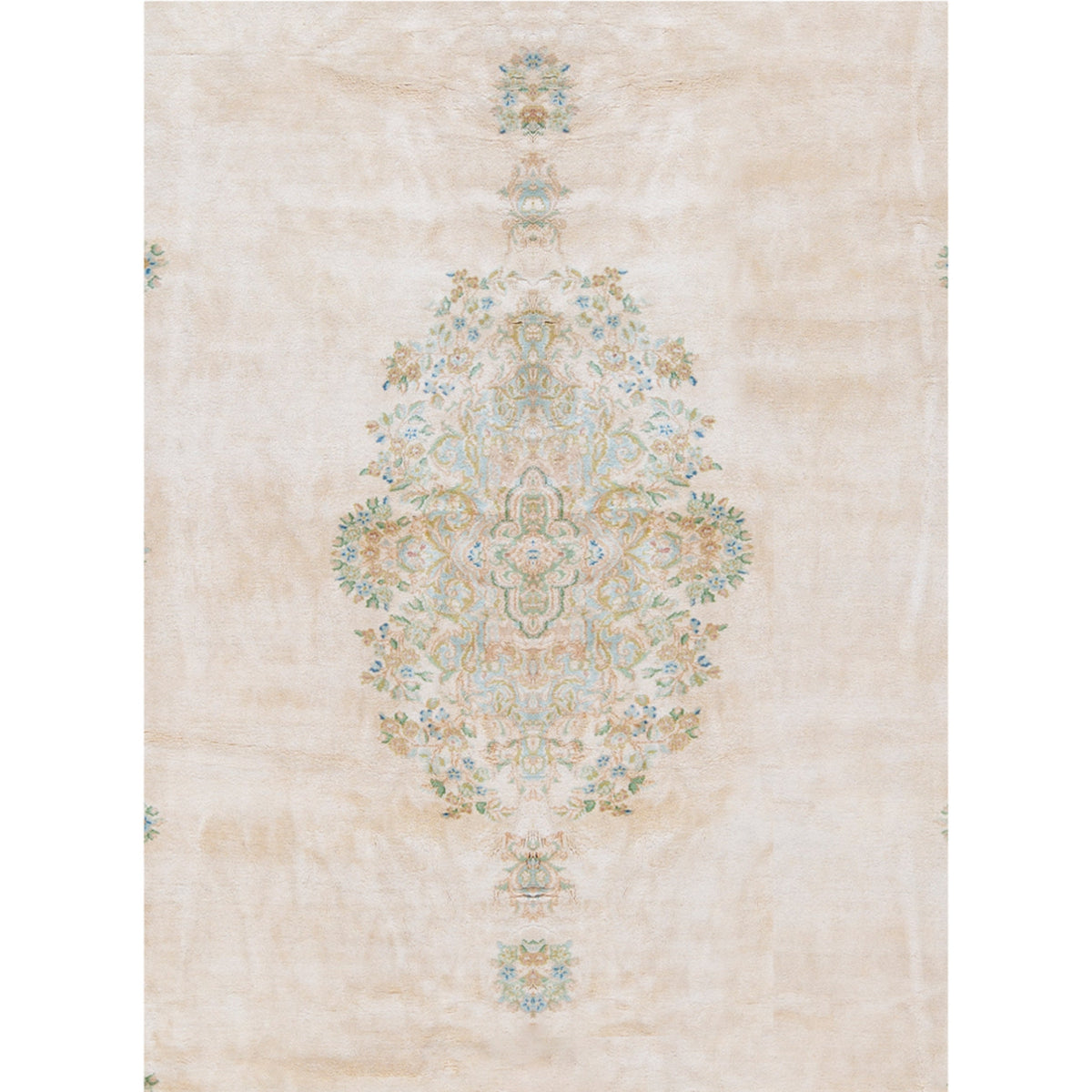 SEMI-ANTIQUE KIRMAN IVORY / ROSE 9'9" X 18'4"