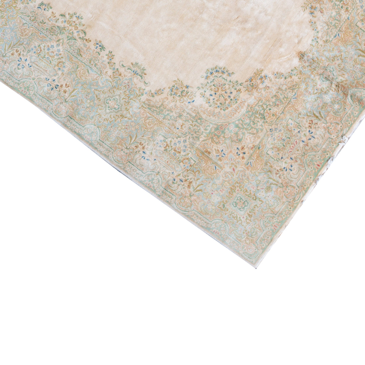 SEMI-ANTIQUE KIRMAN IVORY / ROSE 9'9" X 18'4"