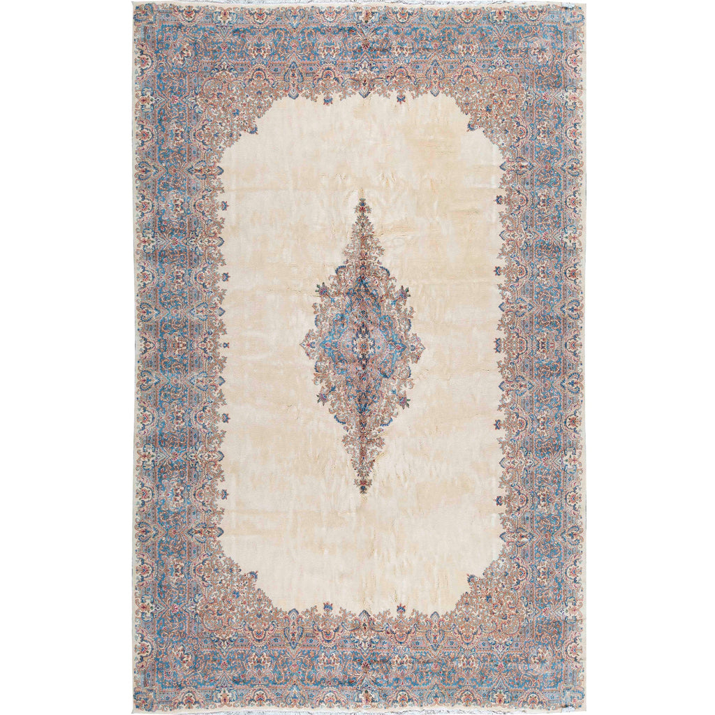SEMI-ANTIQUE KIRMAN IVORY / BLUE 11'10" X 19'3"
