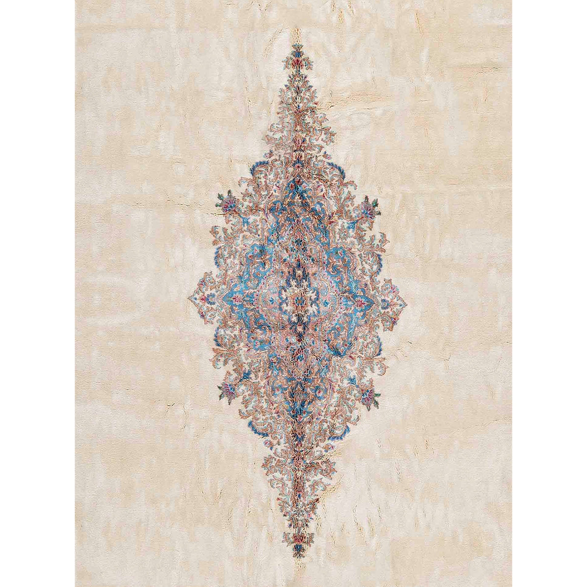 SEMI-ANTIQUE KIRMAN IVORY / BLUE 11'10" X 19'3"
