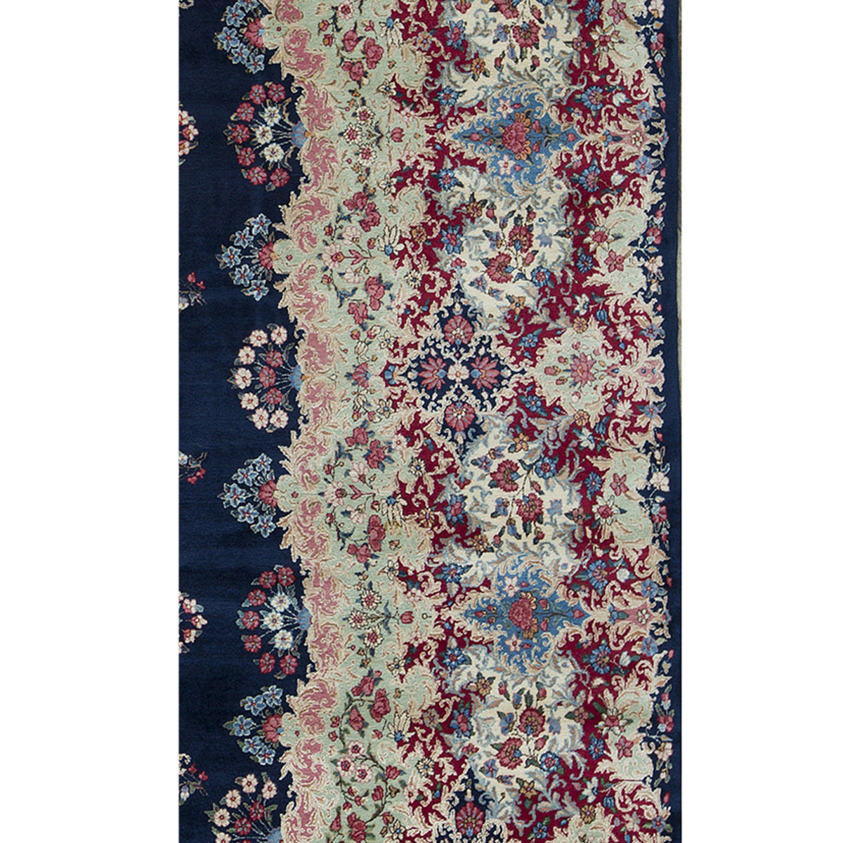SEMI-ANTIQUE KIRMAN NAVY / GREEN 12'10" X 17'6"