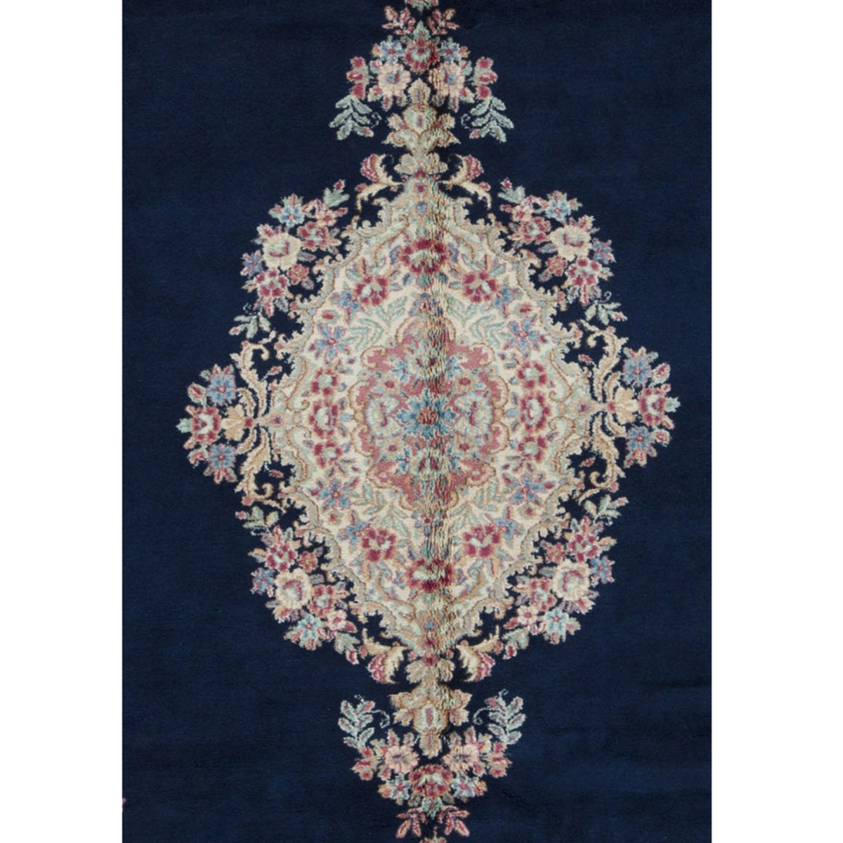 SEMI-ANTIQUE KIRMAN NAVY / IVORY 6' X 9'