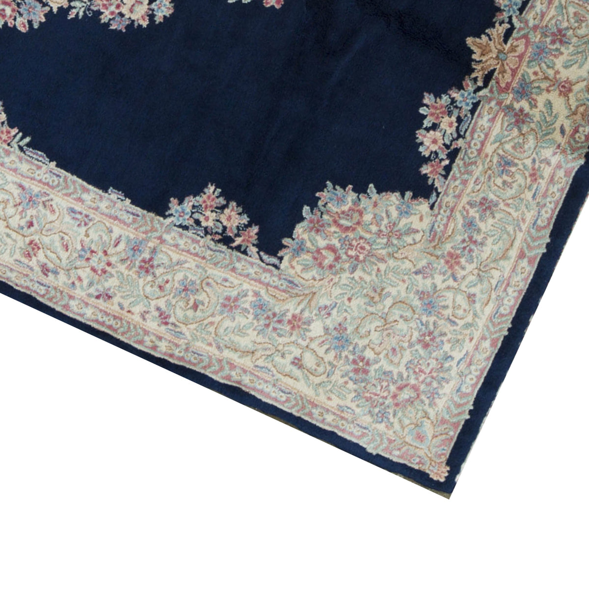 SEMI-ANTIQUE KIRMAN NAVY / IVORY 6' X 9'