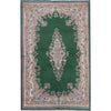 SEMI-ANTIQUE KIRMAN GREEN / IVORY 4' X 6'