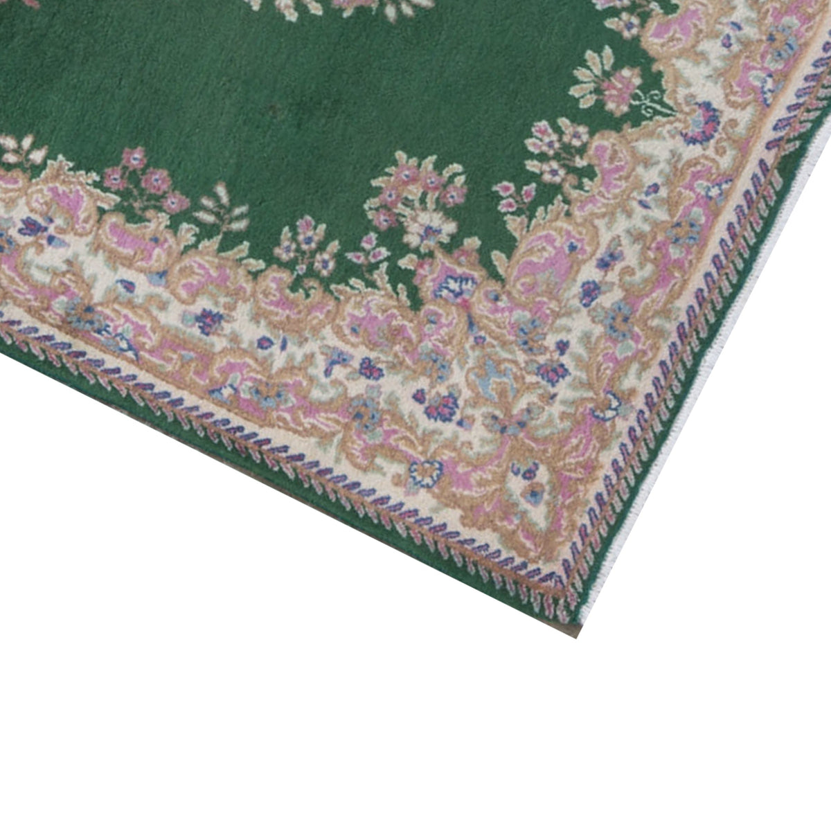 SEMI-ANTIQUE KIRMAN GREEN / IVORY 4' X 6'