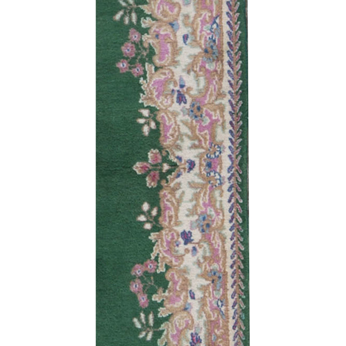 SEMI-ANTIQUE KIRMAN GREEN / IVORY 4' X 6'
