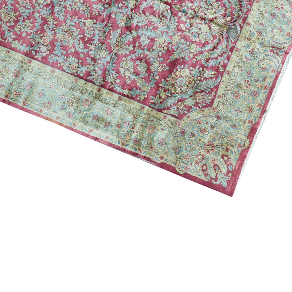 SEMI-ANTIQUE KIRMAN ROSE / BLUE 7'11" X 20'7"