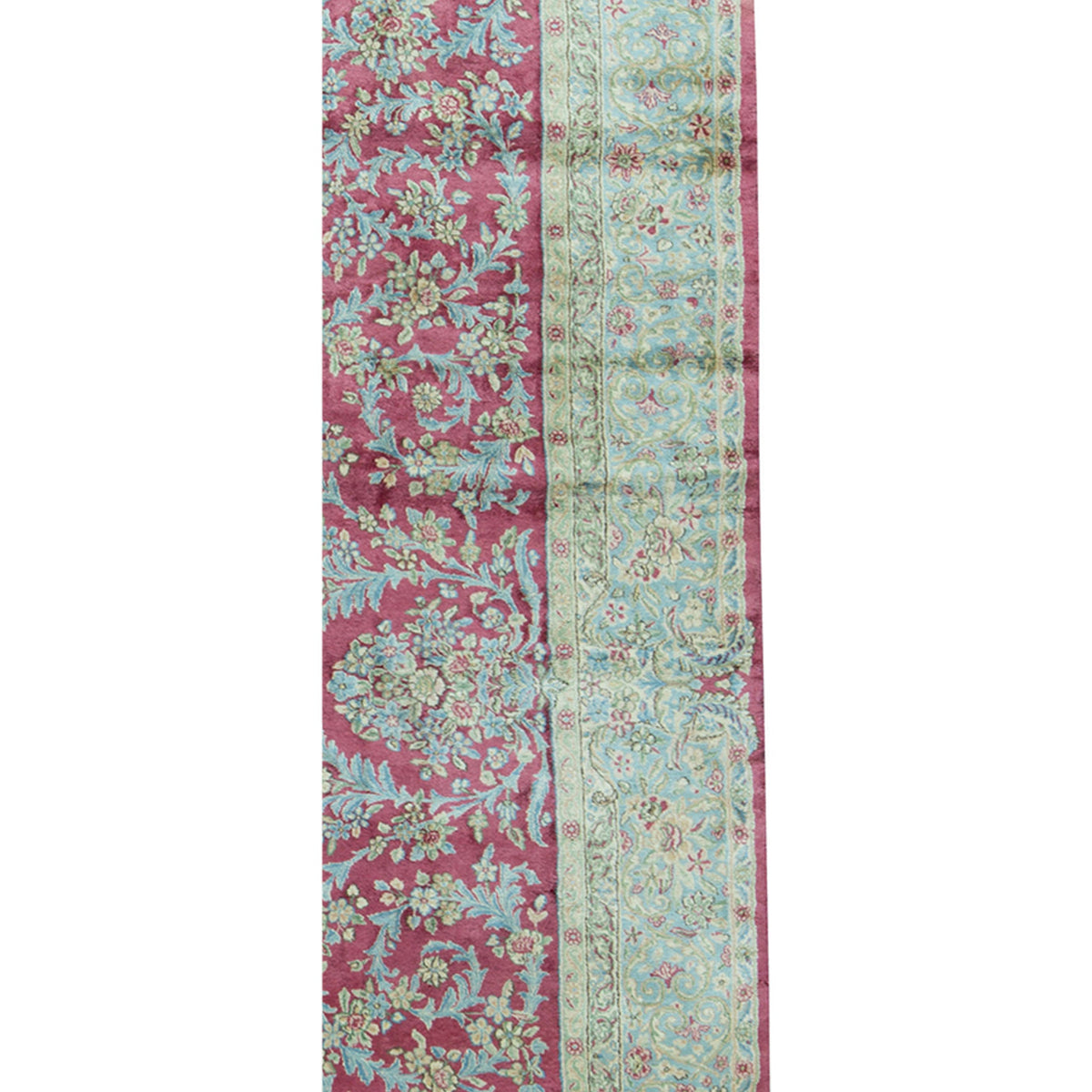 SEMI-ANTIQUE KIRMAN ROSE / BLUE 7'11" X 20'7"