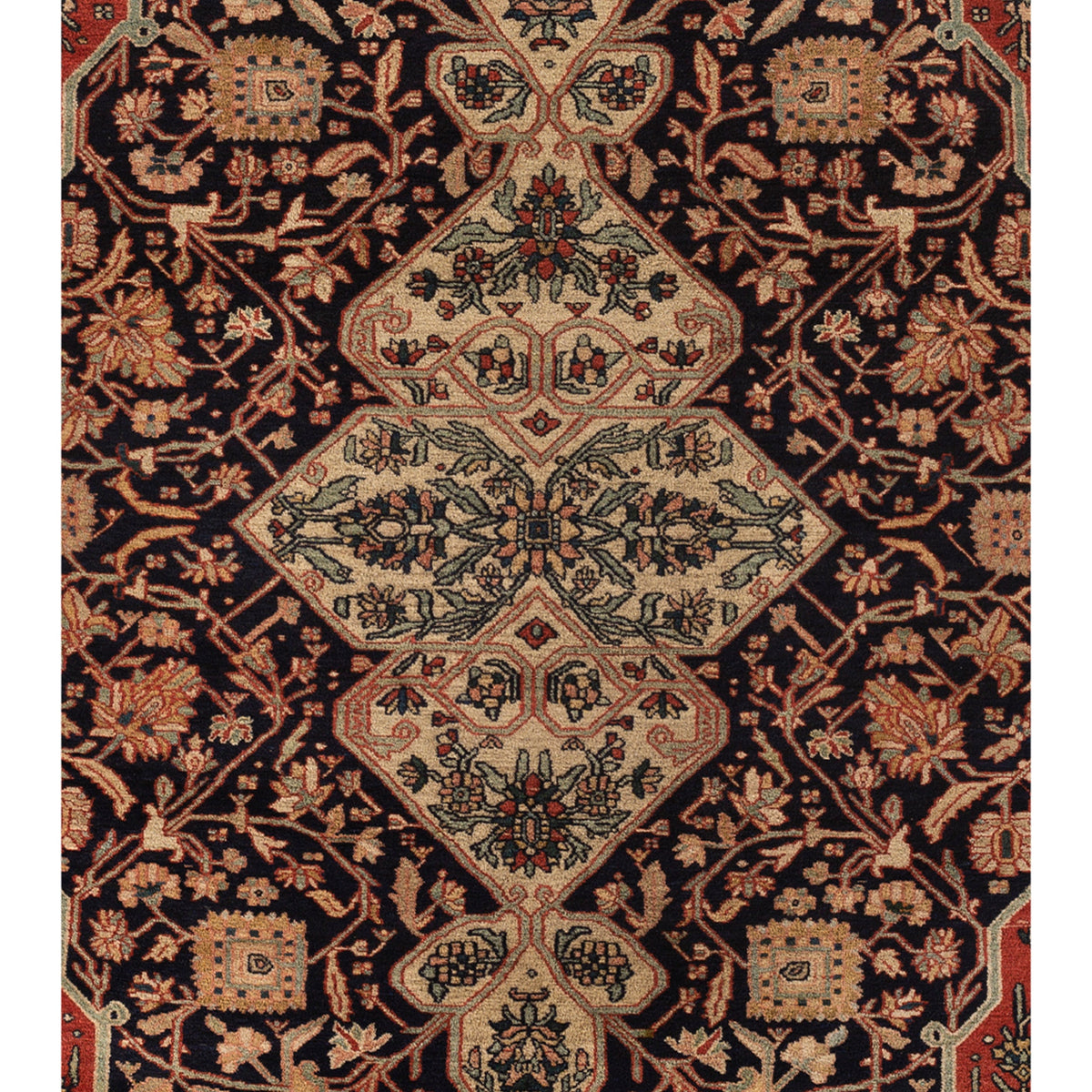 ANTIQUE PERSIAN FINE MALAYER BLACK / RED 4'4" X 6'7"