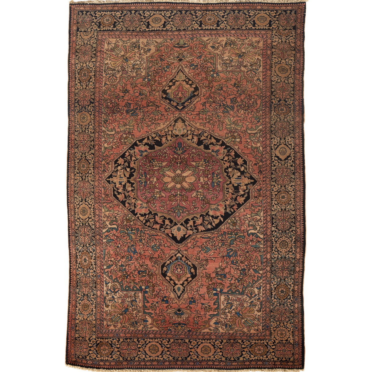 ANTIQUE PERSIAN FINE FARAHAN SAROUK MULTI  3'9" X 6'5"