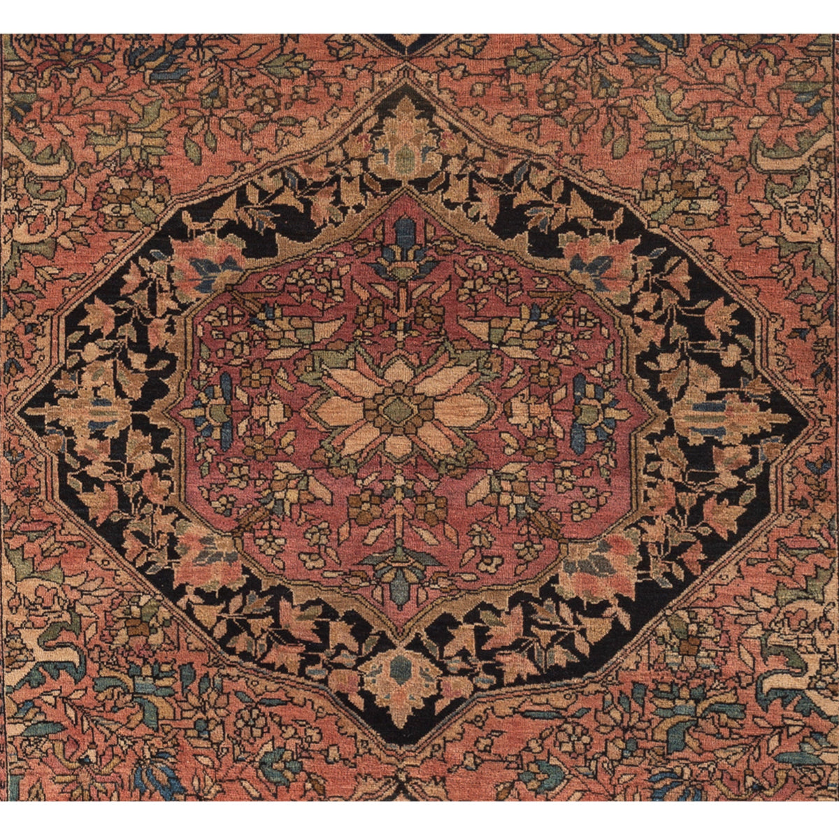 ANTIQUE PERSIAN FINE FARAHAN SAROUK MULTI  3'9" X 6'5"