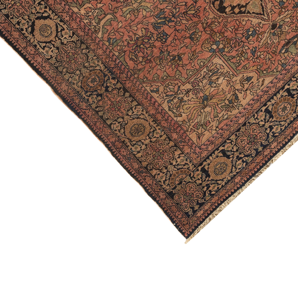 ANTIQUE PERSIAN FINE FARAHAN SAROUK MULTI  3'9" X 6'5"