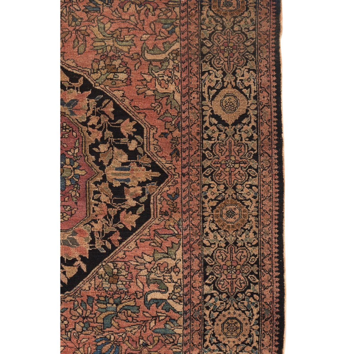 ANTIQUE PERSIAN FINE FARAHAN SAROUK MULTI  3'9" X 6'5"