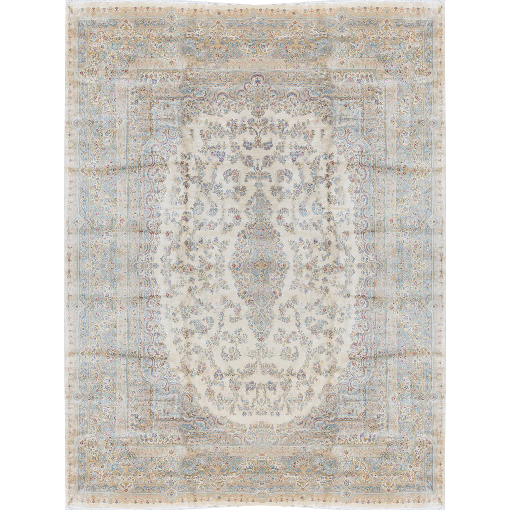 SEMI-ANTIQUE KIRMAN IVORY / BLUE 15'1" X 22'6"