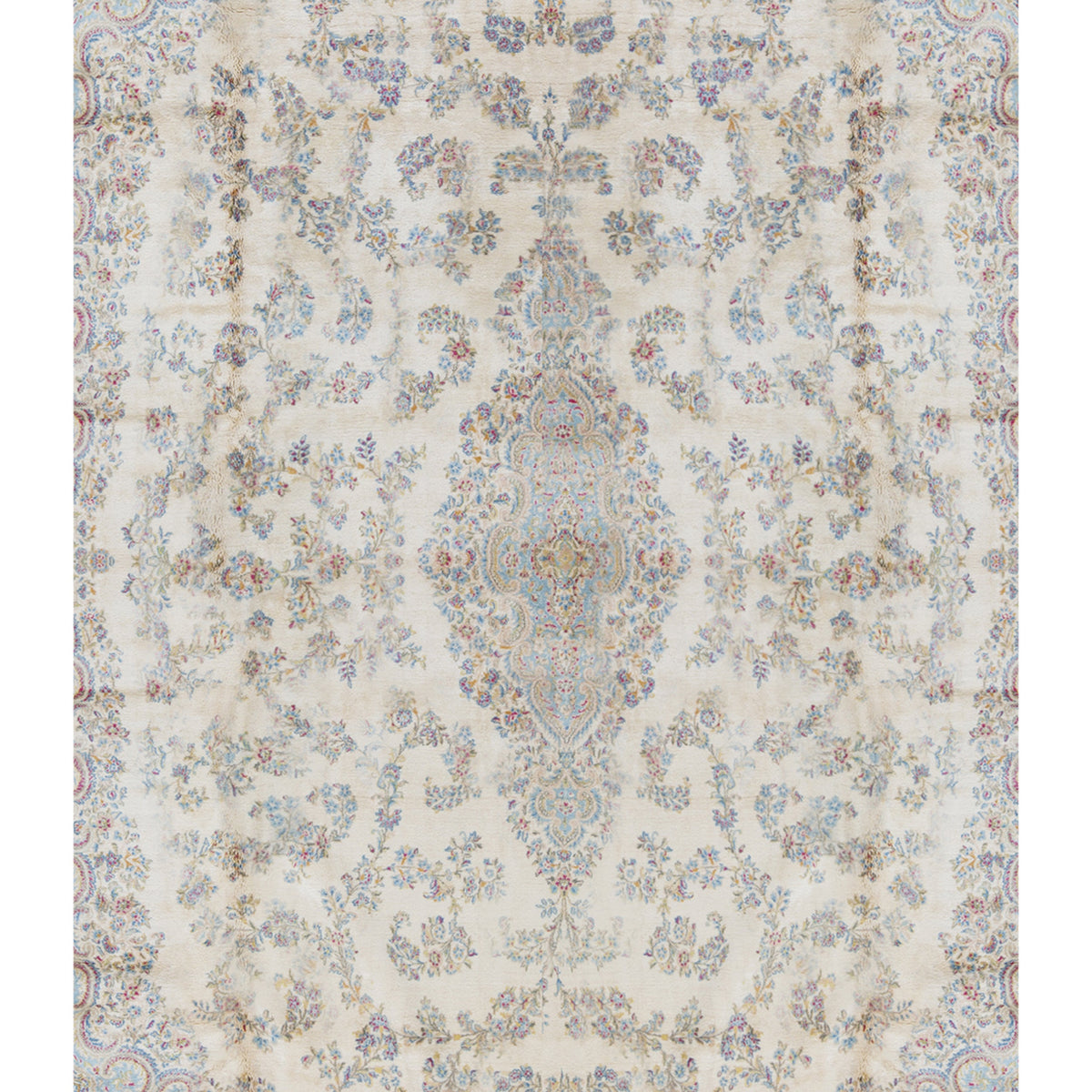 SEMI-ANTIQUE KIRMAN IVORY / BLUE 15'1" X 22'6"