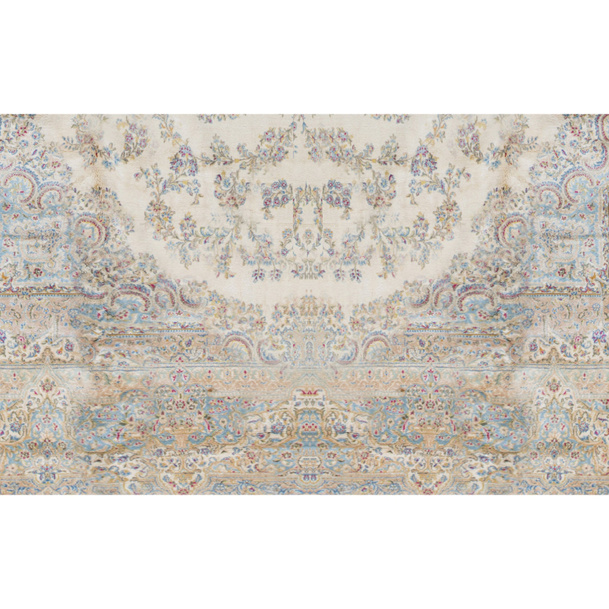 SEMI-ANTIQUE KIRMAN IVORY / BLUE 15'1" X 22'6"