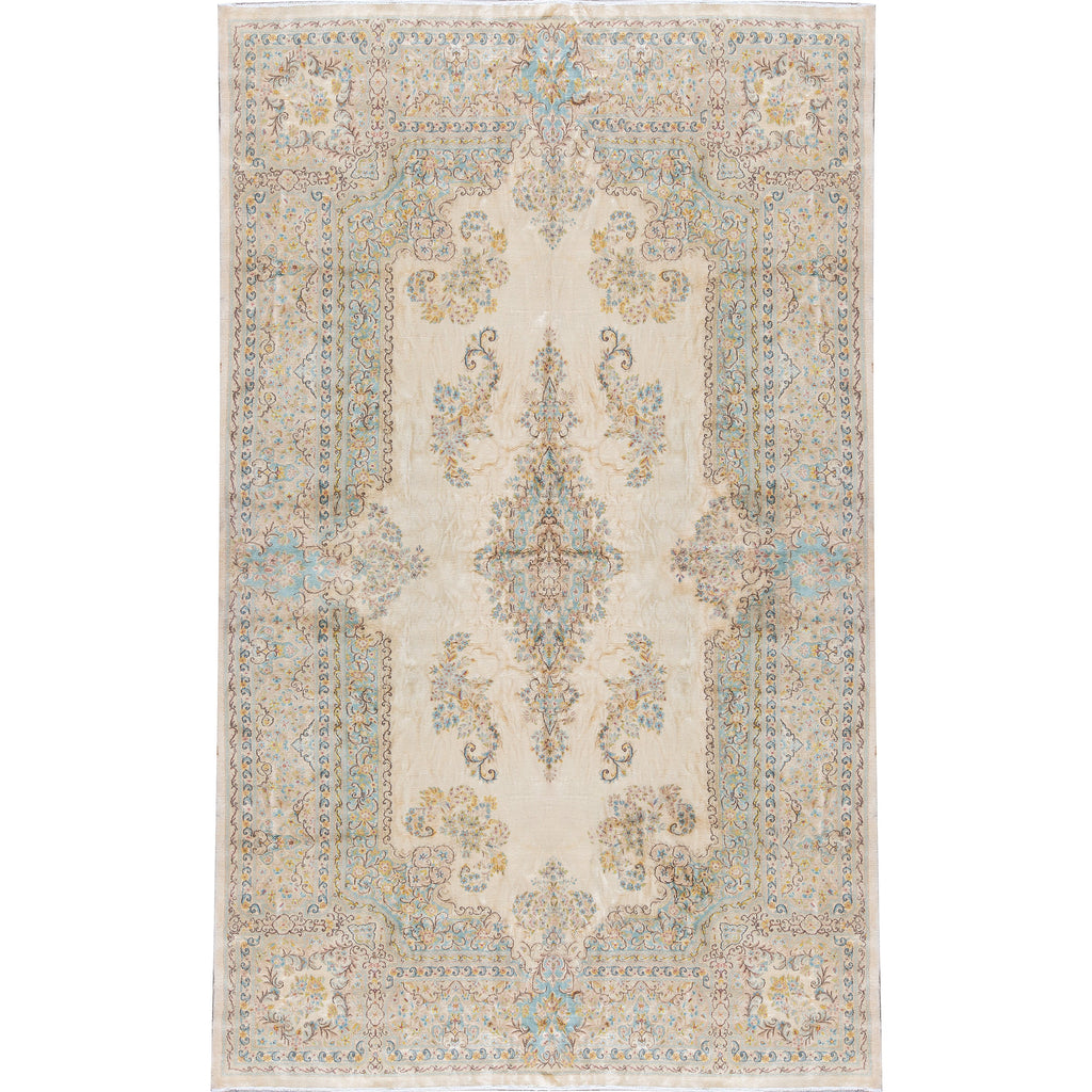 SEMI-ANTIQUE KIRMAN IVORY / BLUE 10'7" X 17'2"