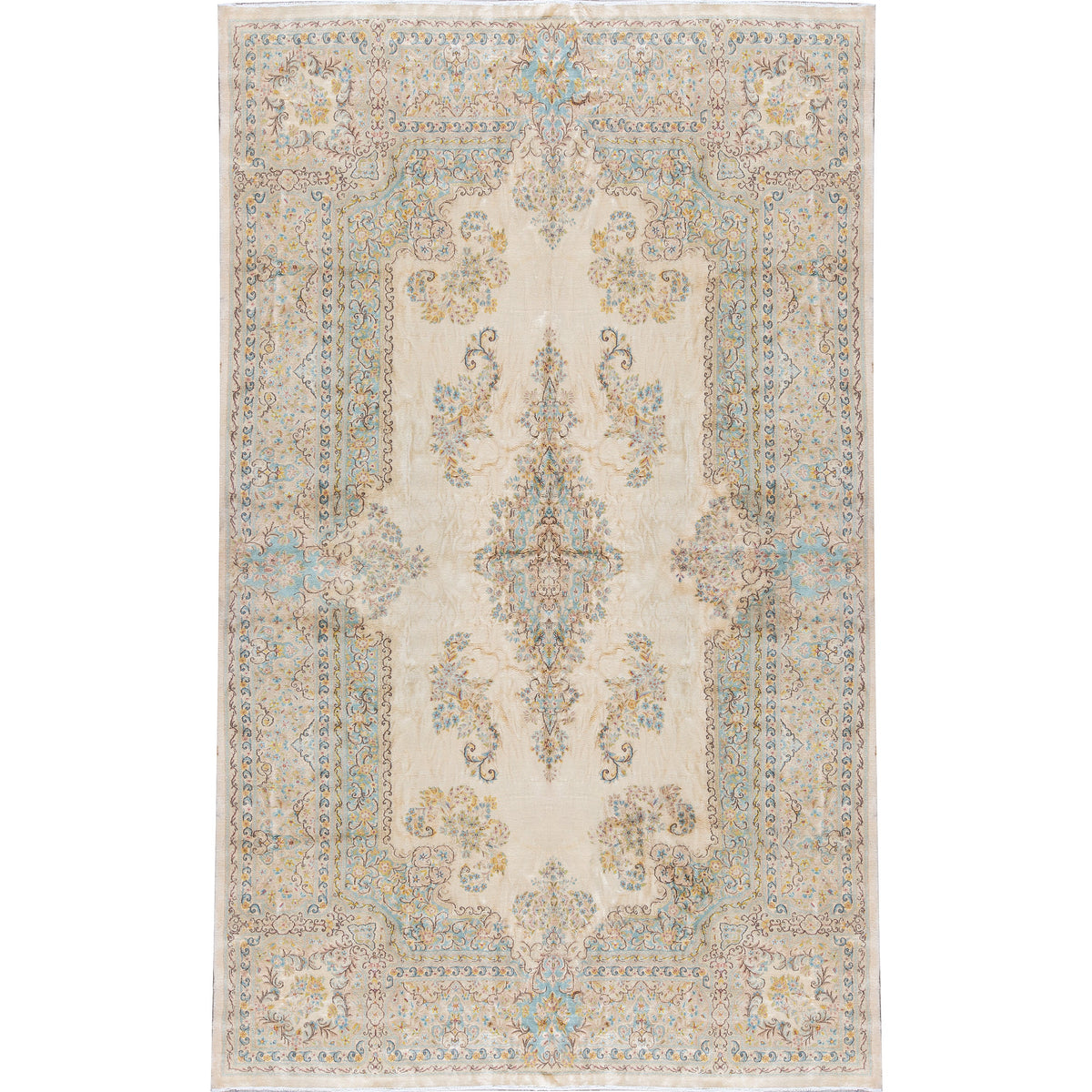 SEMI-ANTIQUE KIRMAN IVORY / BLUE 10'7" X 17'2"