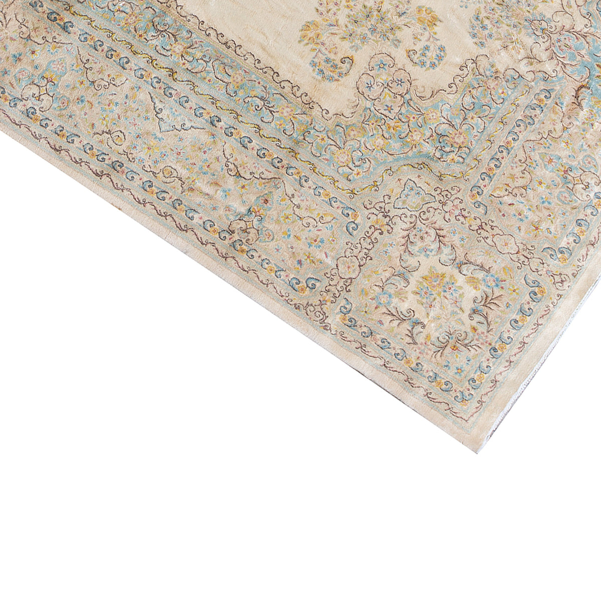 SEMI-ANTIQUE KIRMAN IVORY / BLUE 10'7" X 17'2"