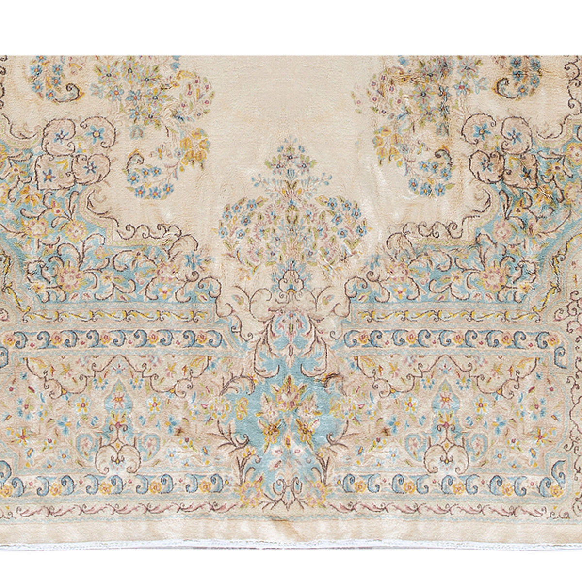 SEMI-ANTIQUE KIRMAN IVORY / BLUE 10'7" X 17'2"