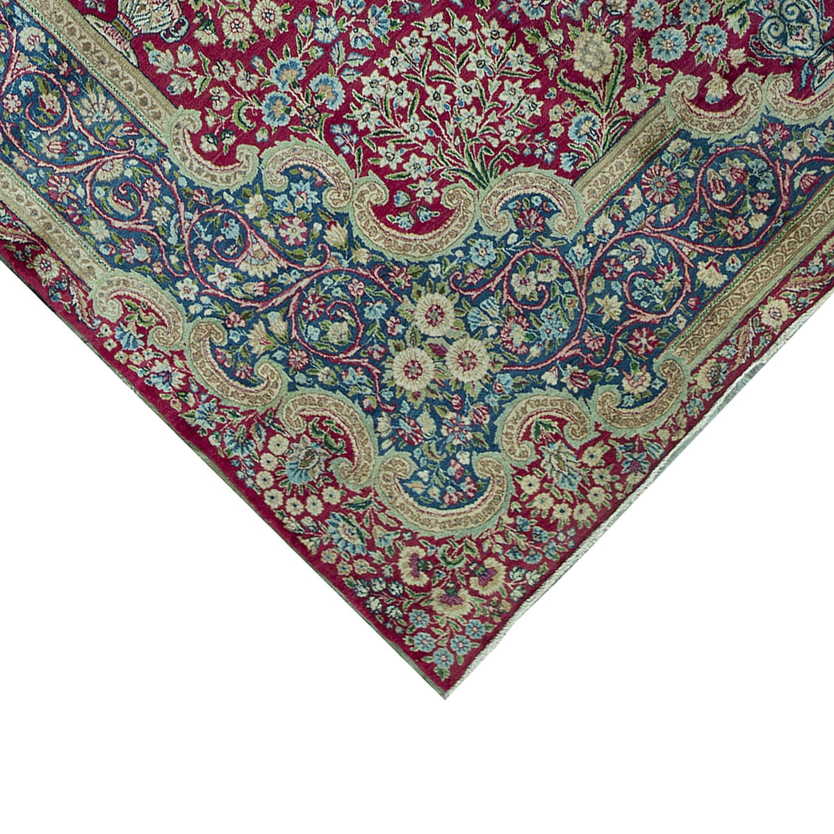 SEMI-ANTIQUE KIRMAN RED / BLUE 9'1" X 12'1"