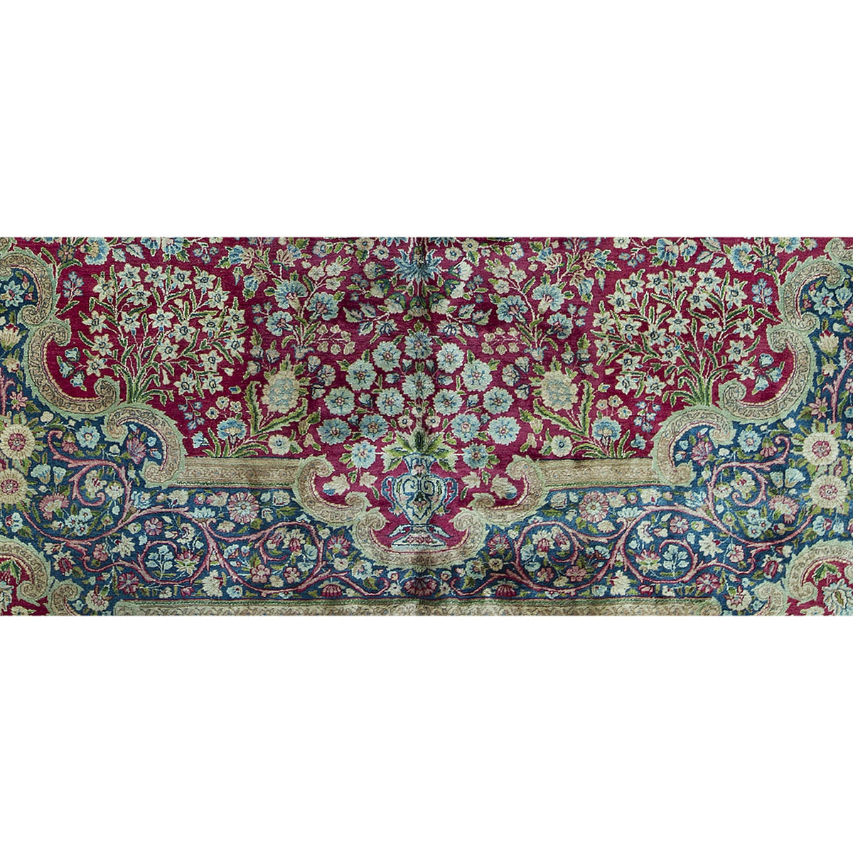 SEMI-ANTIQUE KIRMAN RED / BLUE 9'1" X 12'1"