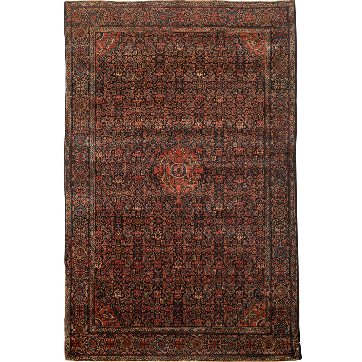 ANTIQUE PERSIAN FINE FARAHAN SAROUK MULTI  4'2" X 6'4"