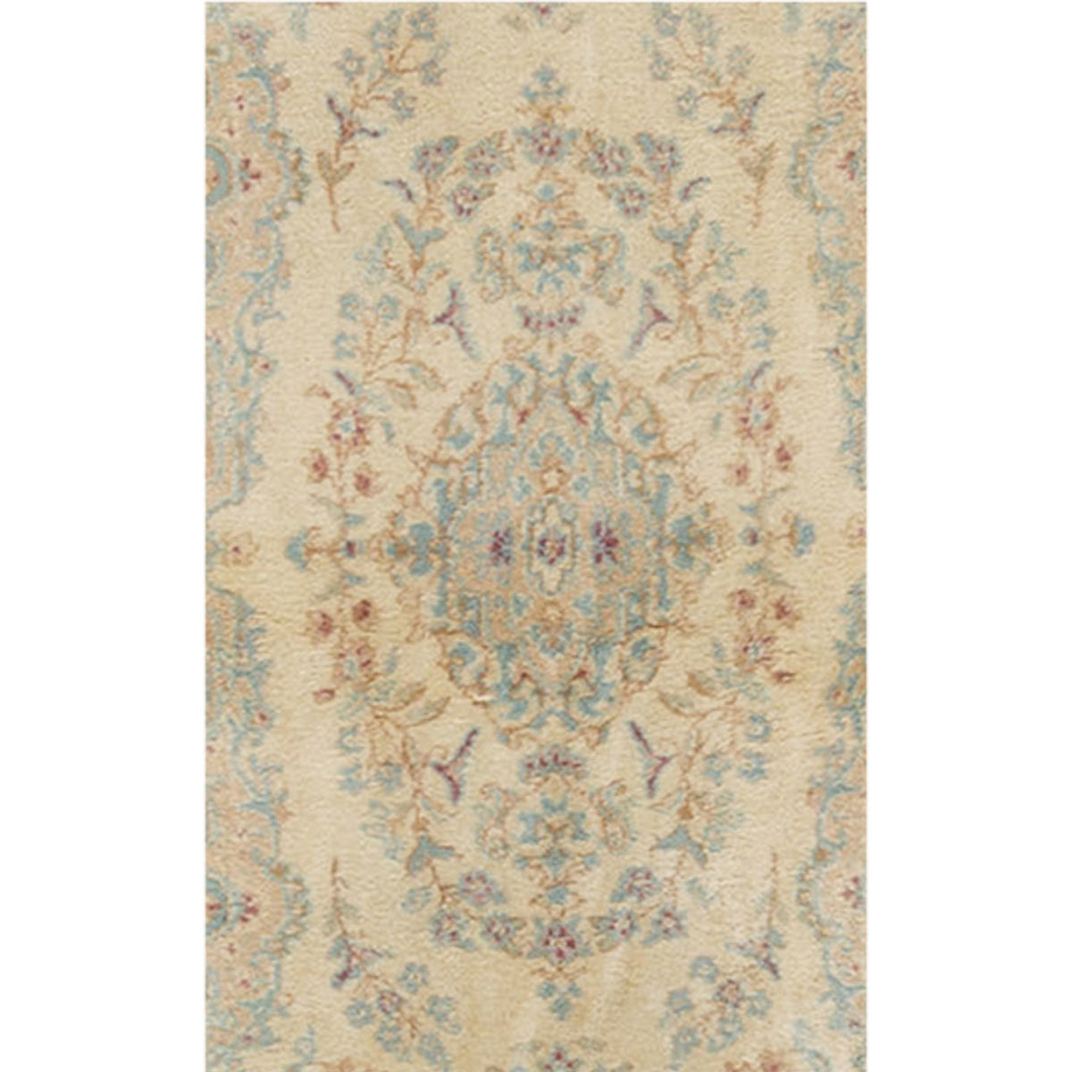 SEMI-ANTIQUE KIRMAN IVORY / BLUE 2'4" X 12'5"