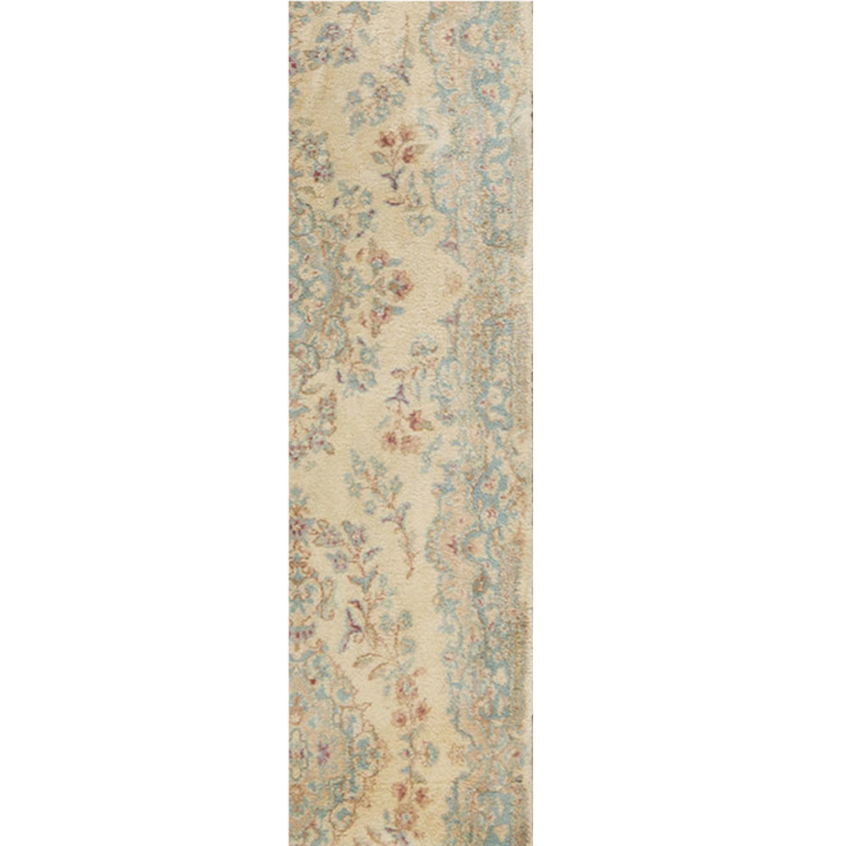 SEMI-ANTIQUE KIRMAN IVORY / BLUE 2'4" X 12'5"