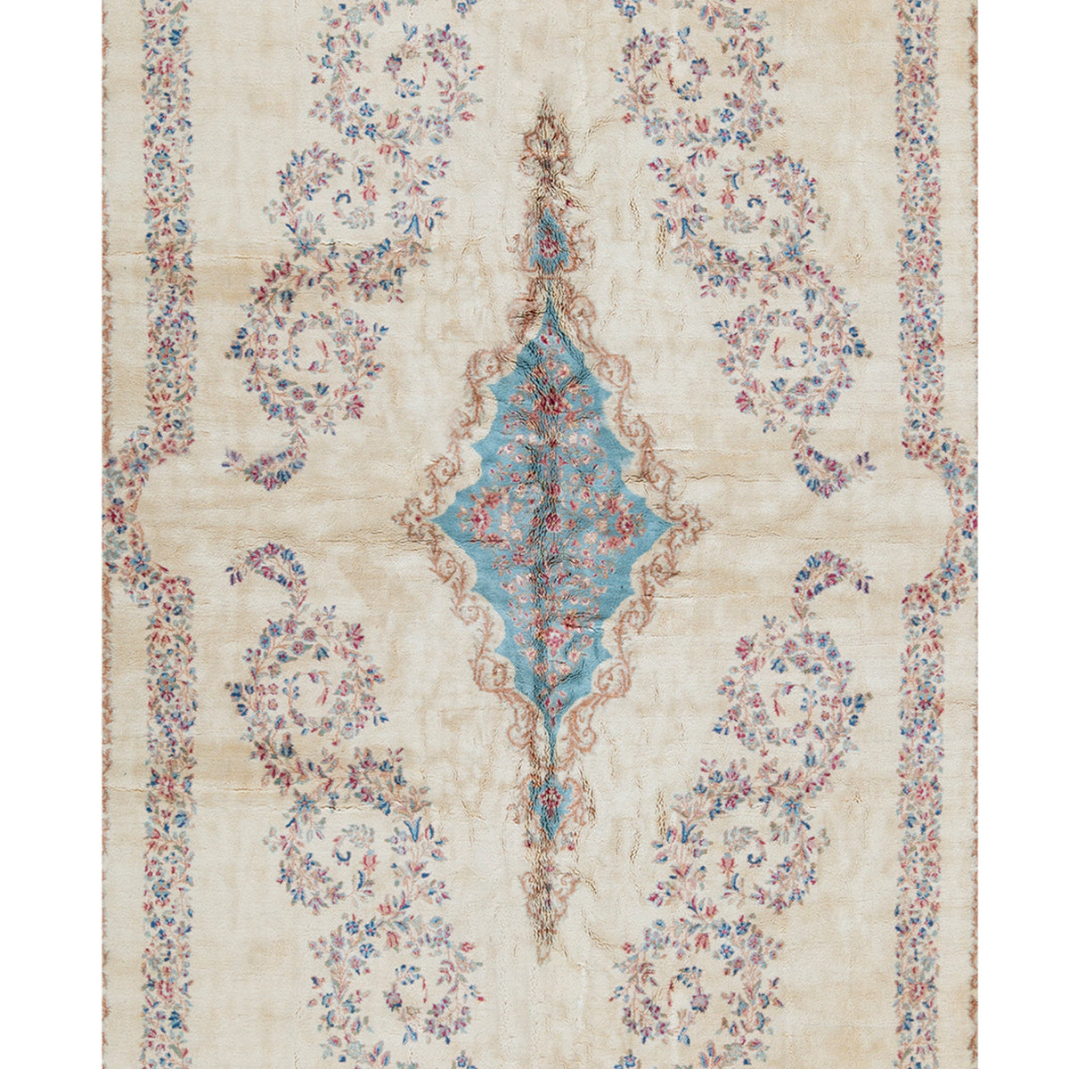 SEMI-ANTIQUE KIRMAN IVORY / BLUE 12'3" X 21'7"