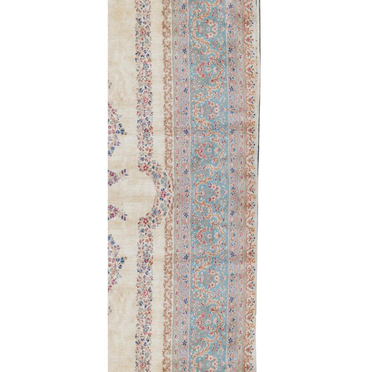 SEMI-ANTIQUE KIRMAN IVORY / BLUE 12'3" X 21'7"