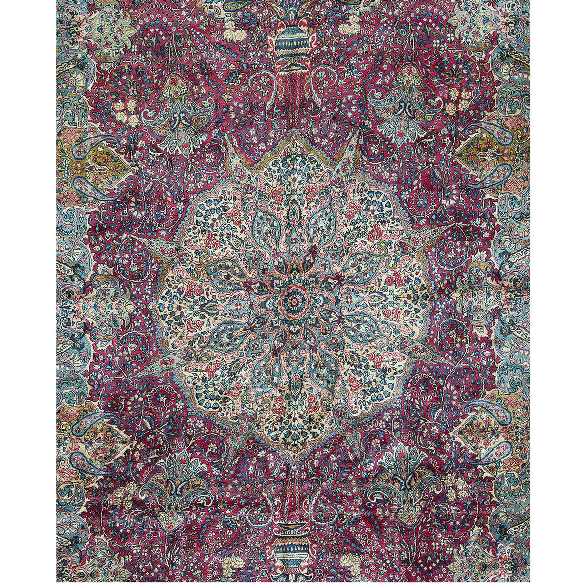 SEMI-ANTIQUE KIRMAN ROSE / IVORY 9'9" X 14'7"