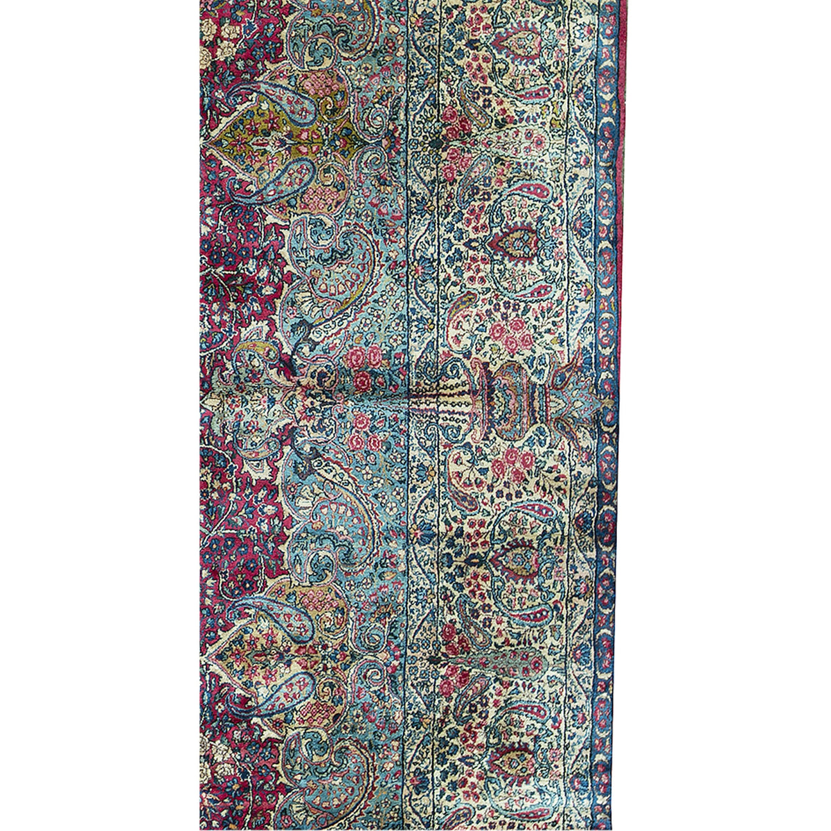 SEMI-ANTIQUE KIRMAN ROSE / IVORY 9'9" X 14'7"