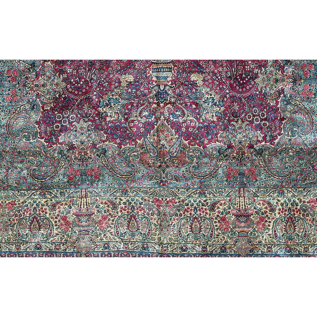 SEMI-ANTIQUE KIRMAN ROSE / IVORY 9'9" X 14'7"