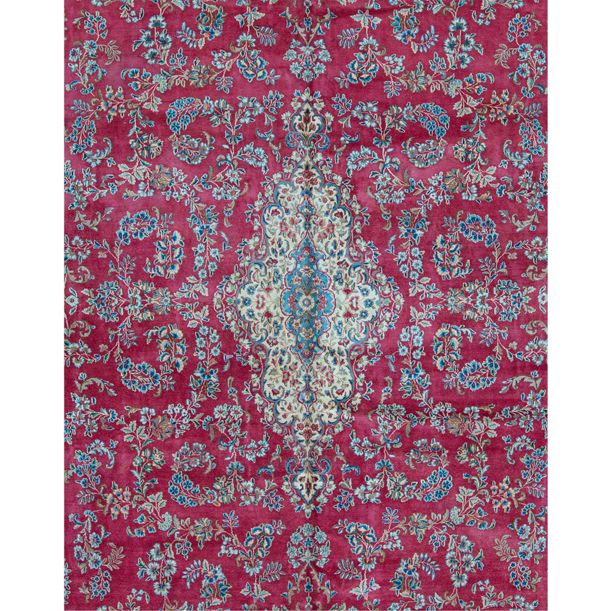 SEMI-ANTIQUE KIRMAN ROSE / GREEN 11' X 15'8"