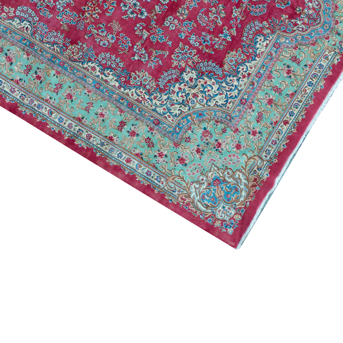 SEMI-ANTIQUE KIRMAN ROSE / GREEN 11' X 15'8"